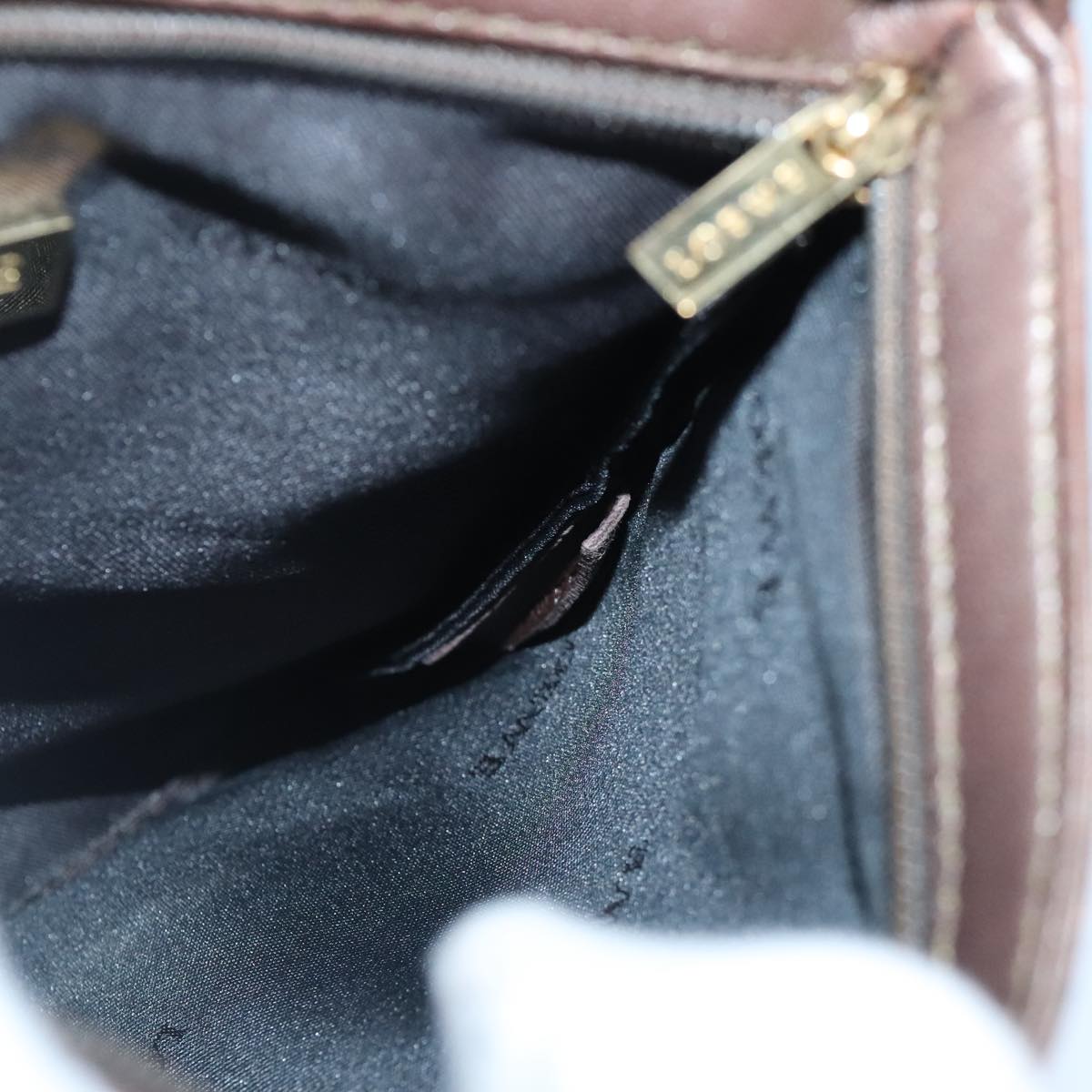 LOEWE Shoulder Bag Leather Bronze Auth bs20092