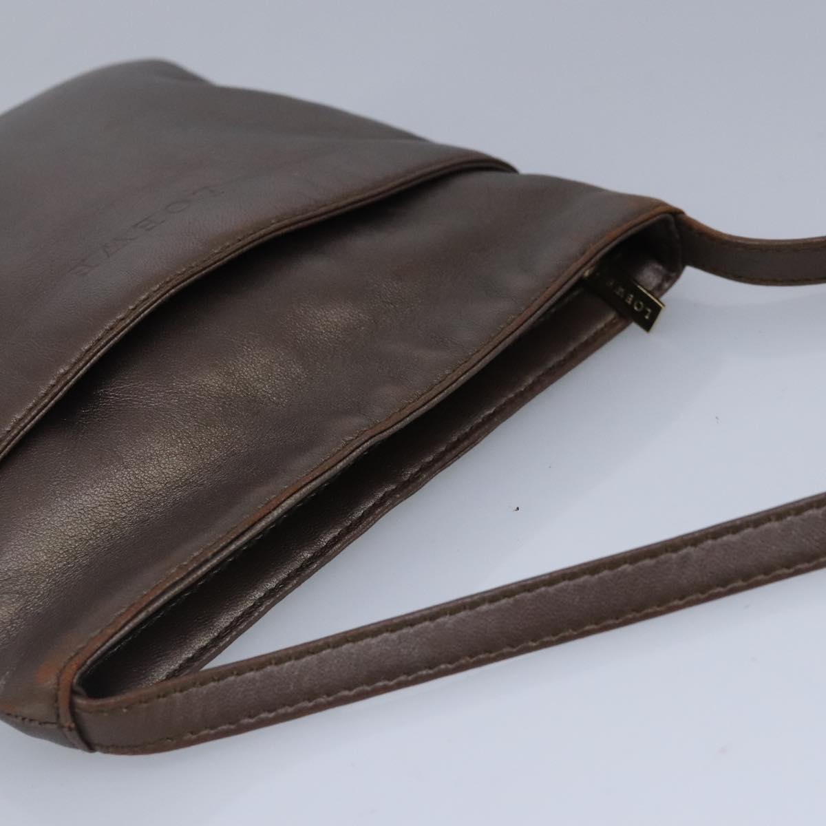 LOEWE Shoulder Bag Leather Bronze Auth bs20092