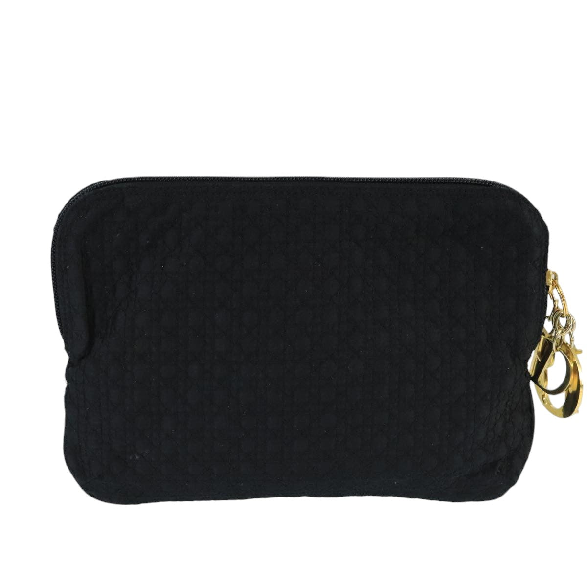 Christian Dior Canage Pouch Nylon Black Gold Auth bs20096