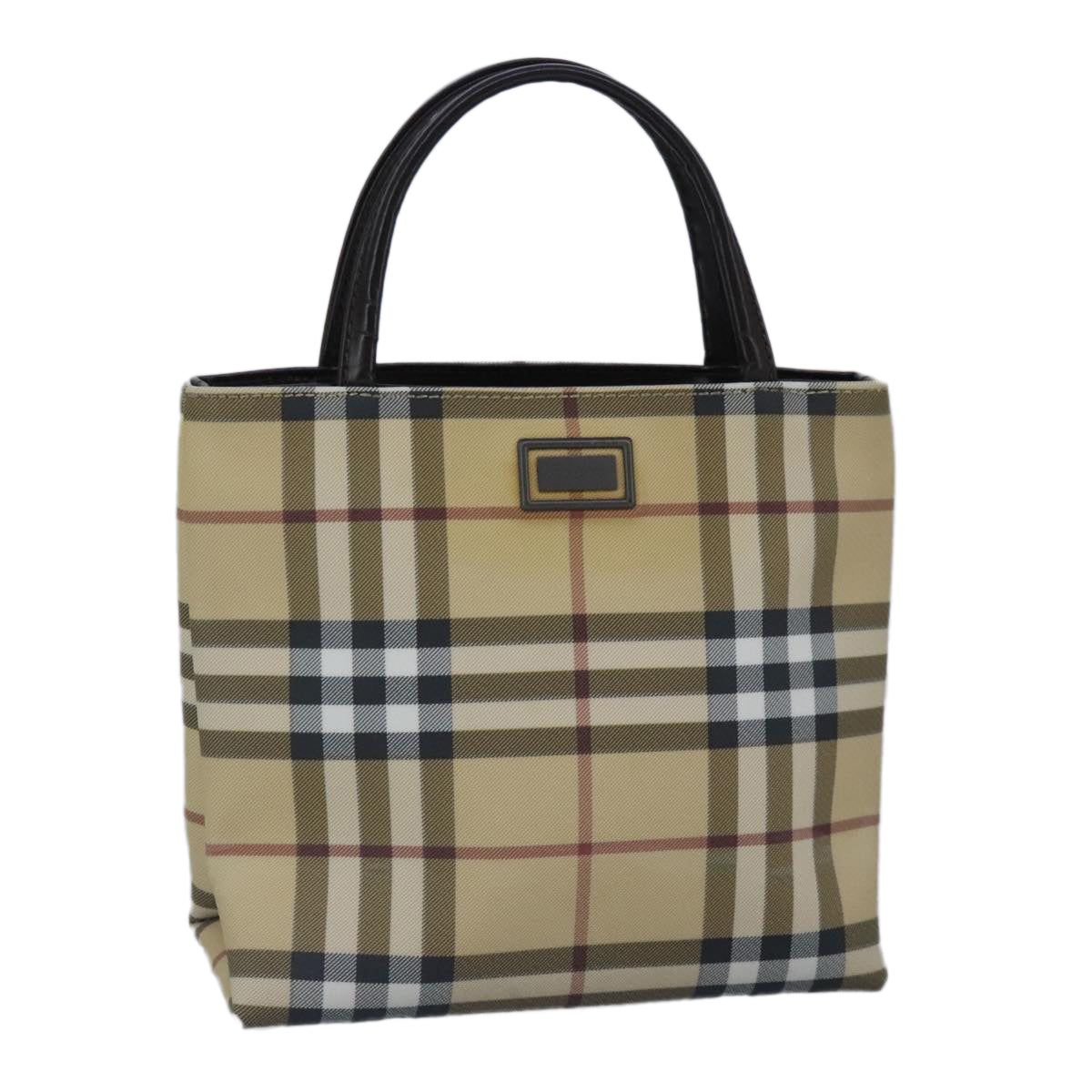 BURBERRY Nova Check Hand Bag PVC Beige Auth bs20152