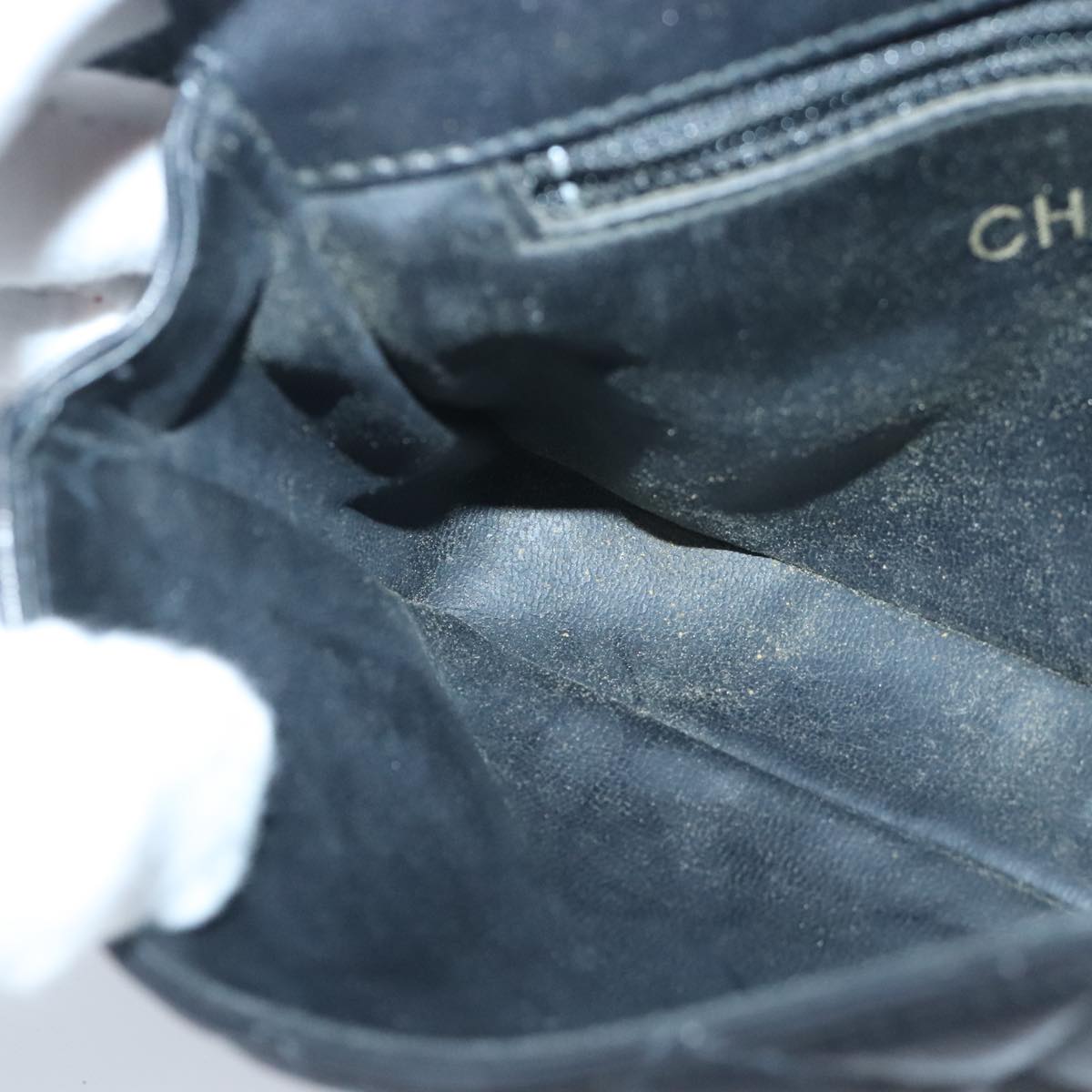 CHANEL Matelasse Chain Waist bag Lamb Skin Black Gold CC Auth bs20175