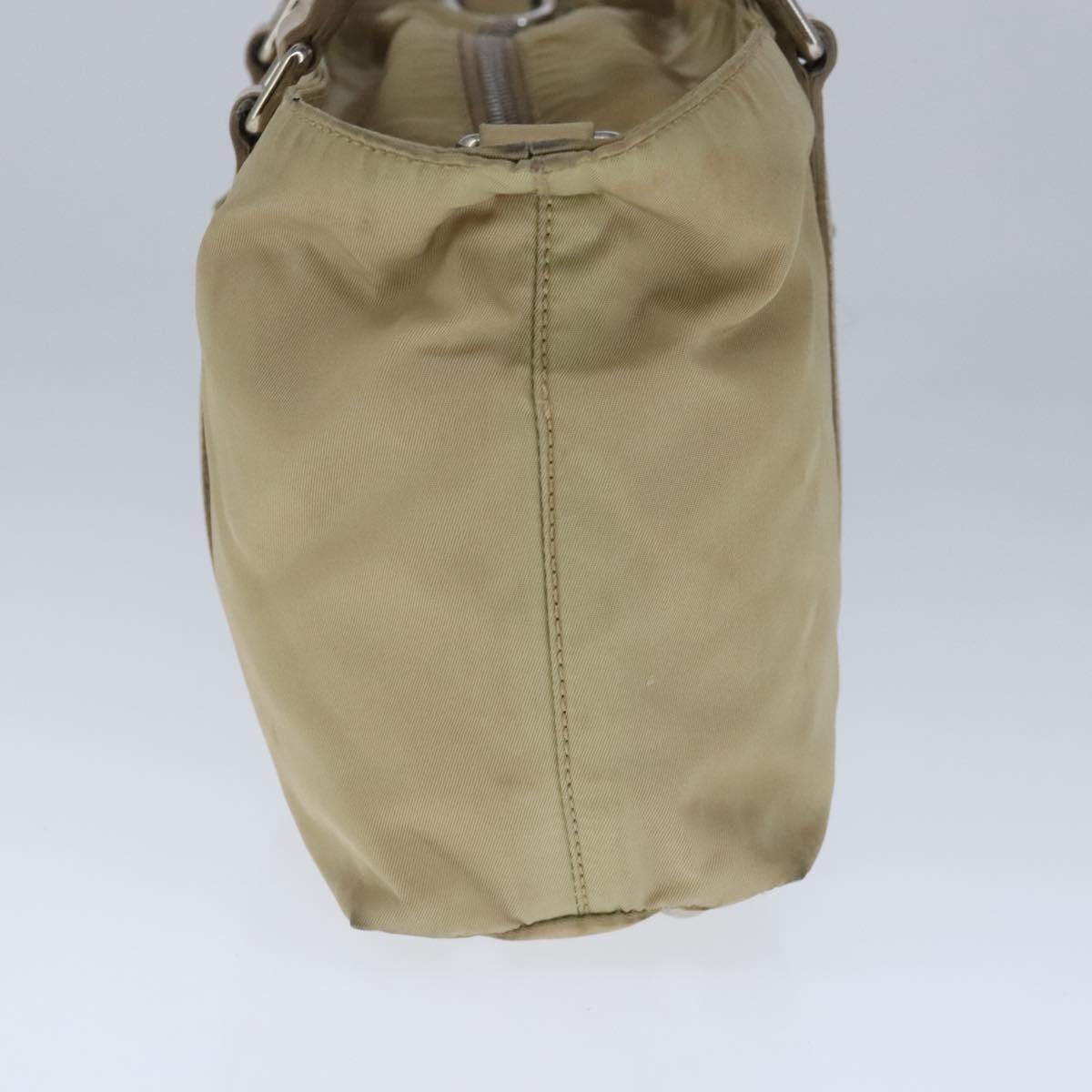 PRADA Shoulder Bag Nylon 2way Beige Silver Auth bs20501