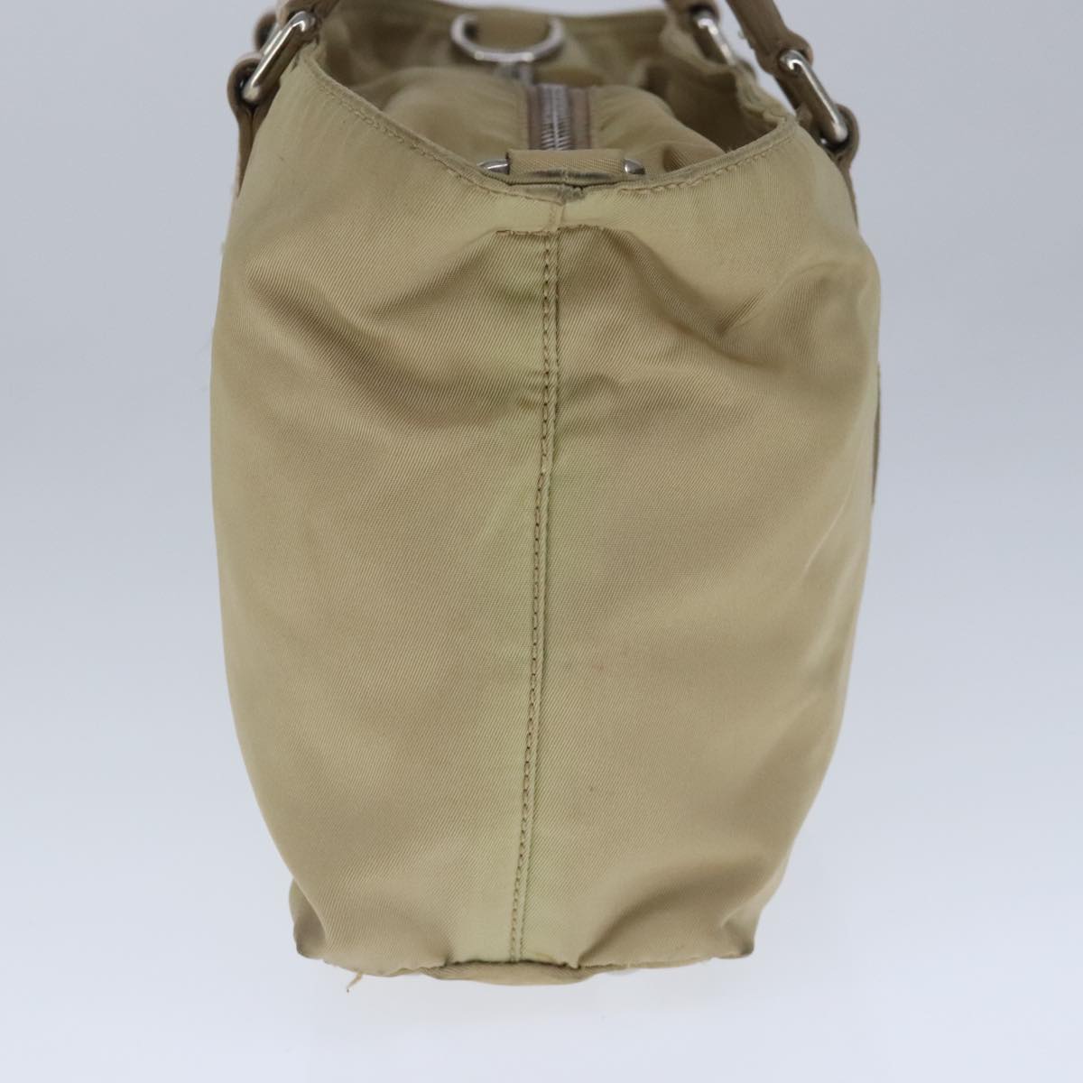 PRADA Shoulder Bag Nylon 2way Beige Silver Auth bs20501
