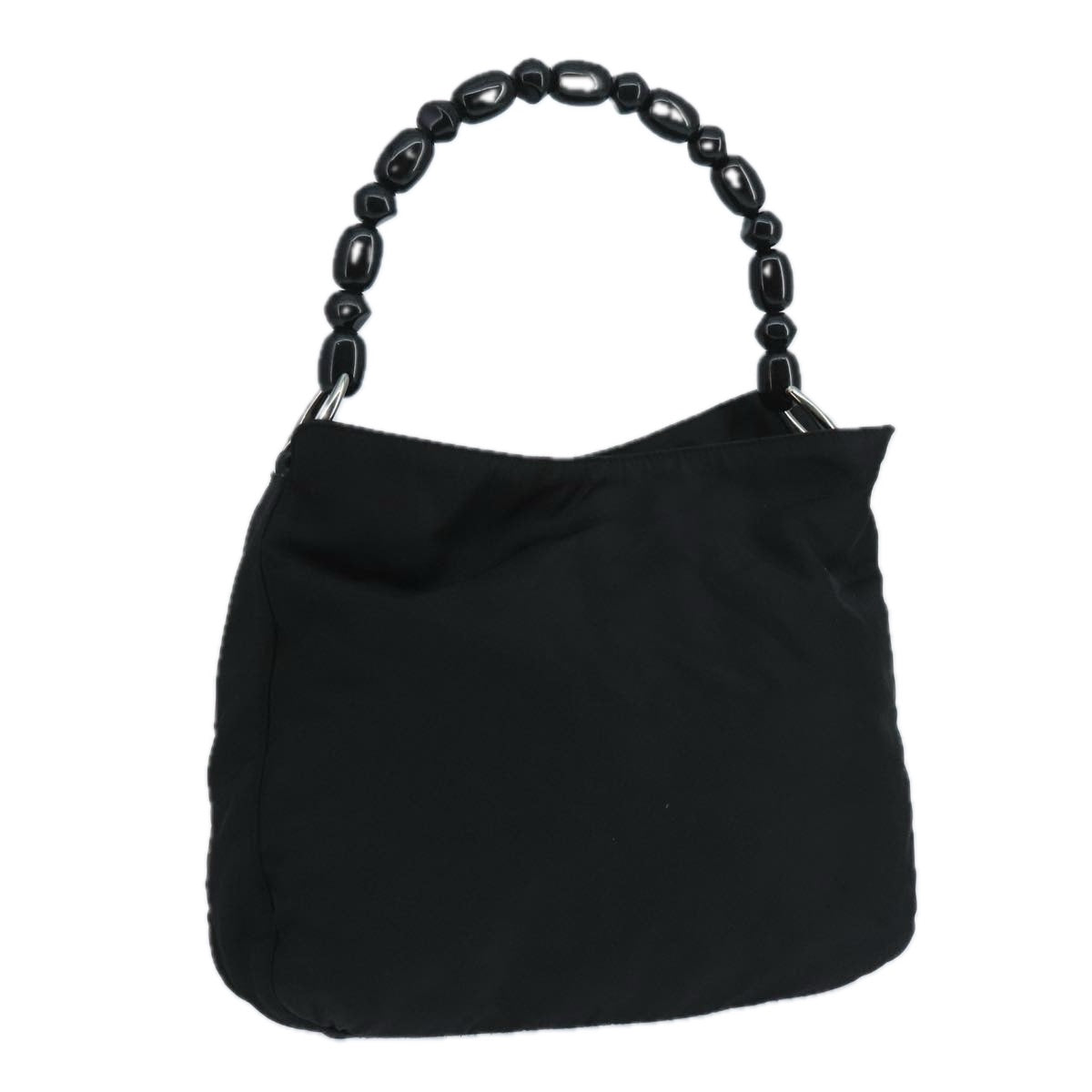 Christian Dior Maris Pearl Hand Bag Leather Black Silver Auth bs20633
