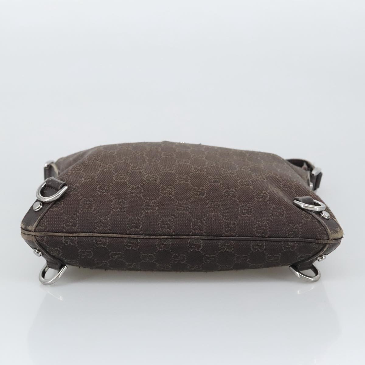 GUCCI GG Canvas Abbey Shoulder Bag Outlet Dark Brown Silver 268642 Auth bs20652