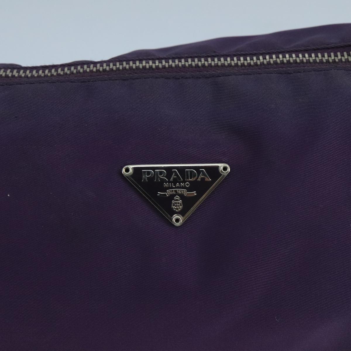 PRADA Accessory Pouch Nylon Purple Silver Auth bs20664