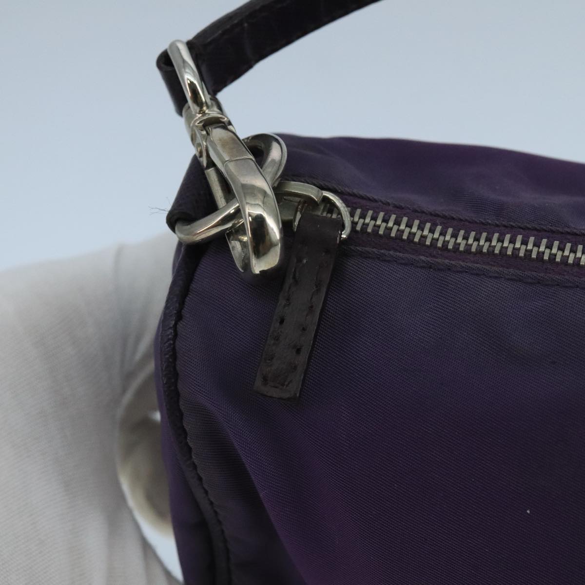 PRADA Accessory Pouch Nylon Purple Silver Auth bs20664