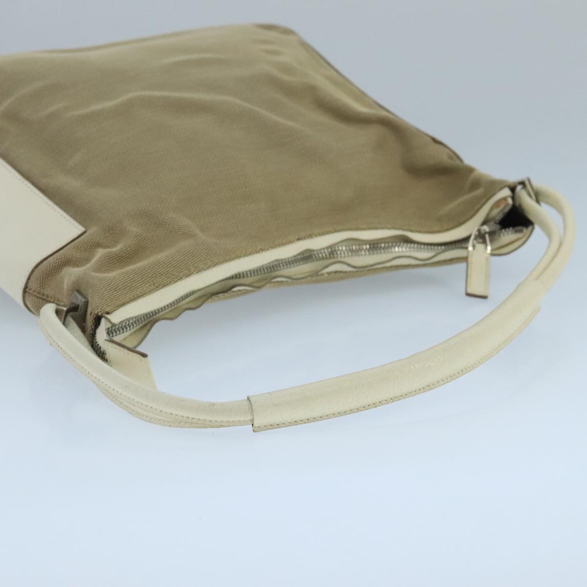 GUCCI Shoulder Bag Canvas Leather Beige White Silver 0013766 Auth bs20687