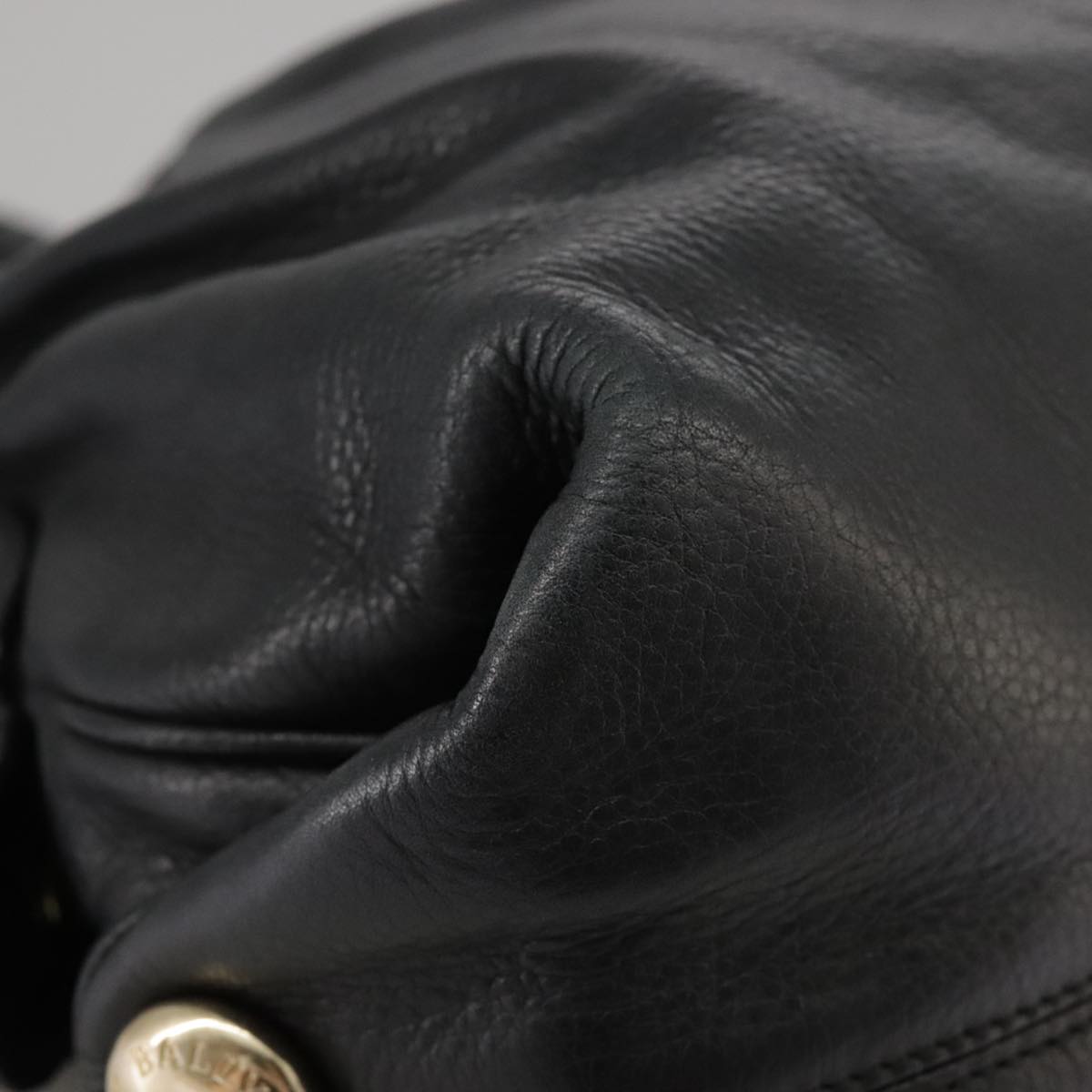 BALLY Hand Bag Leather Black Auth bs20707