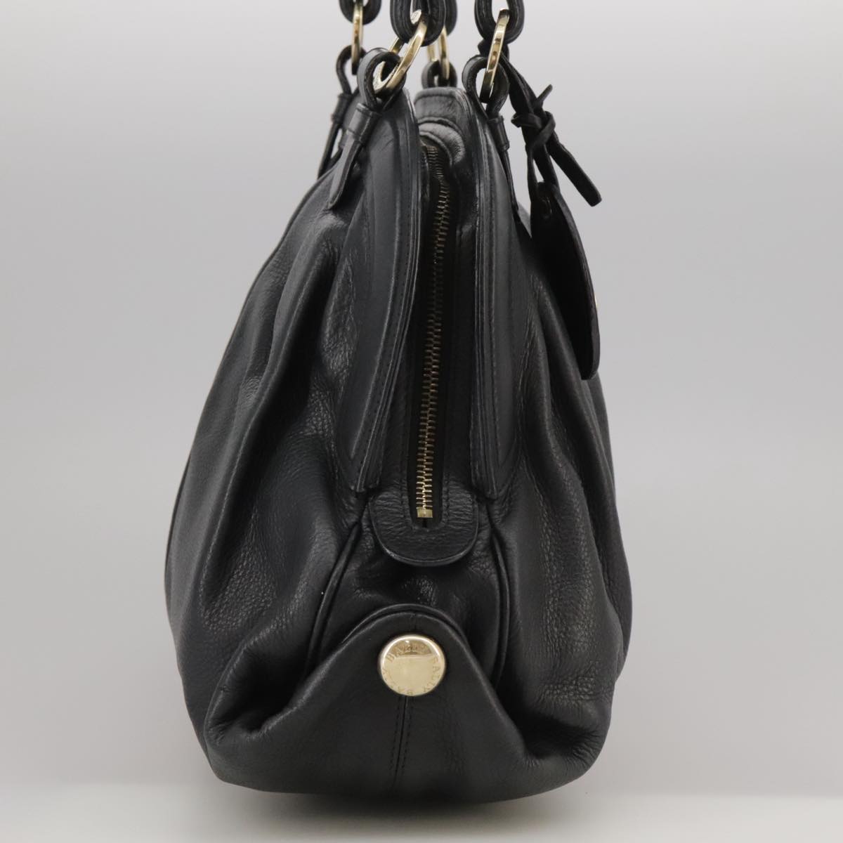 BALLY Hand Bag Leather Black Auth bs20707