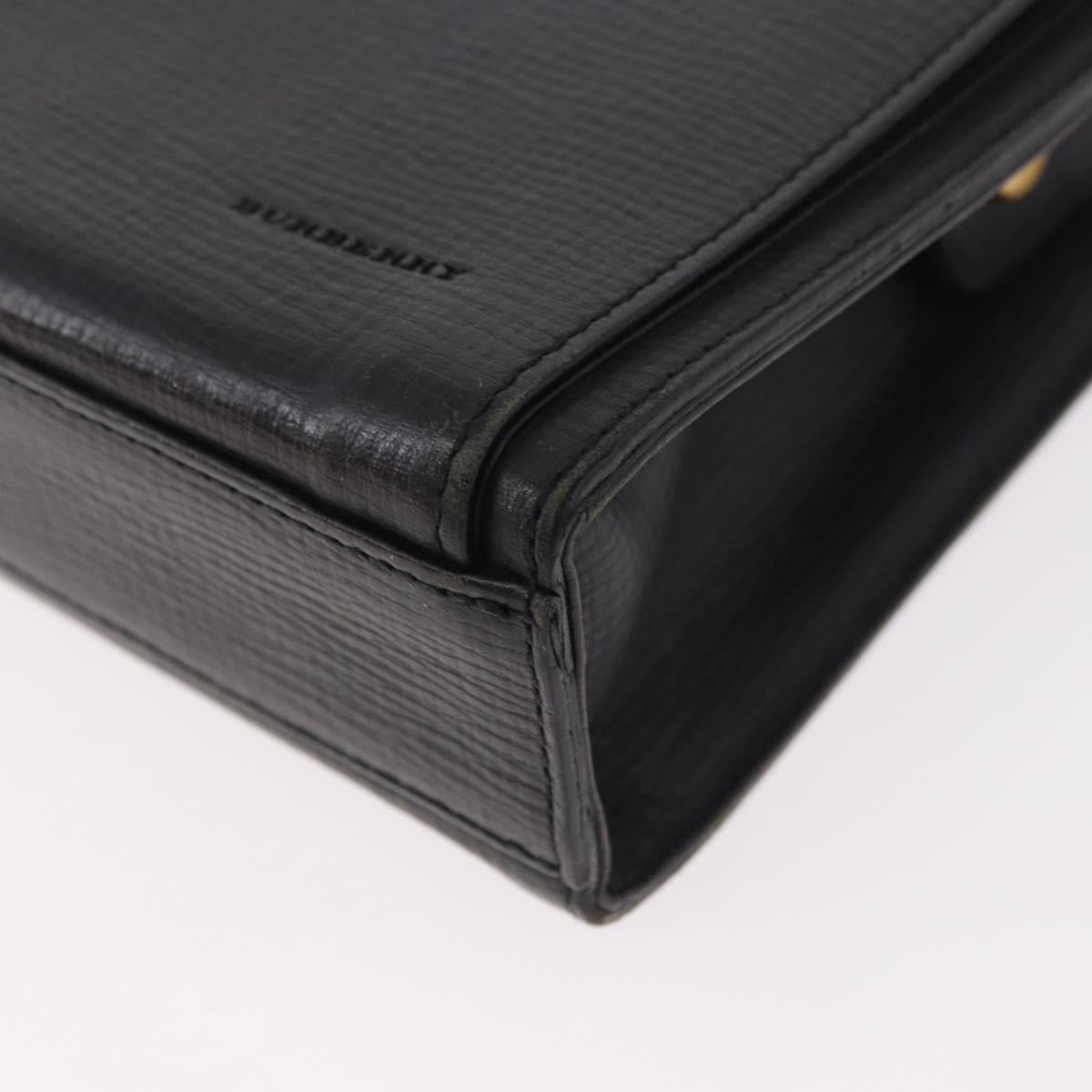 BURBERRY Clutch Bag Leather Black Gold Auth bs20738