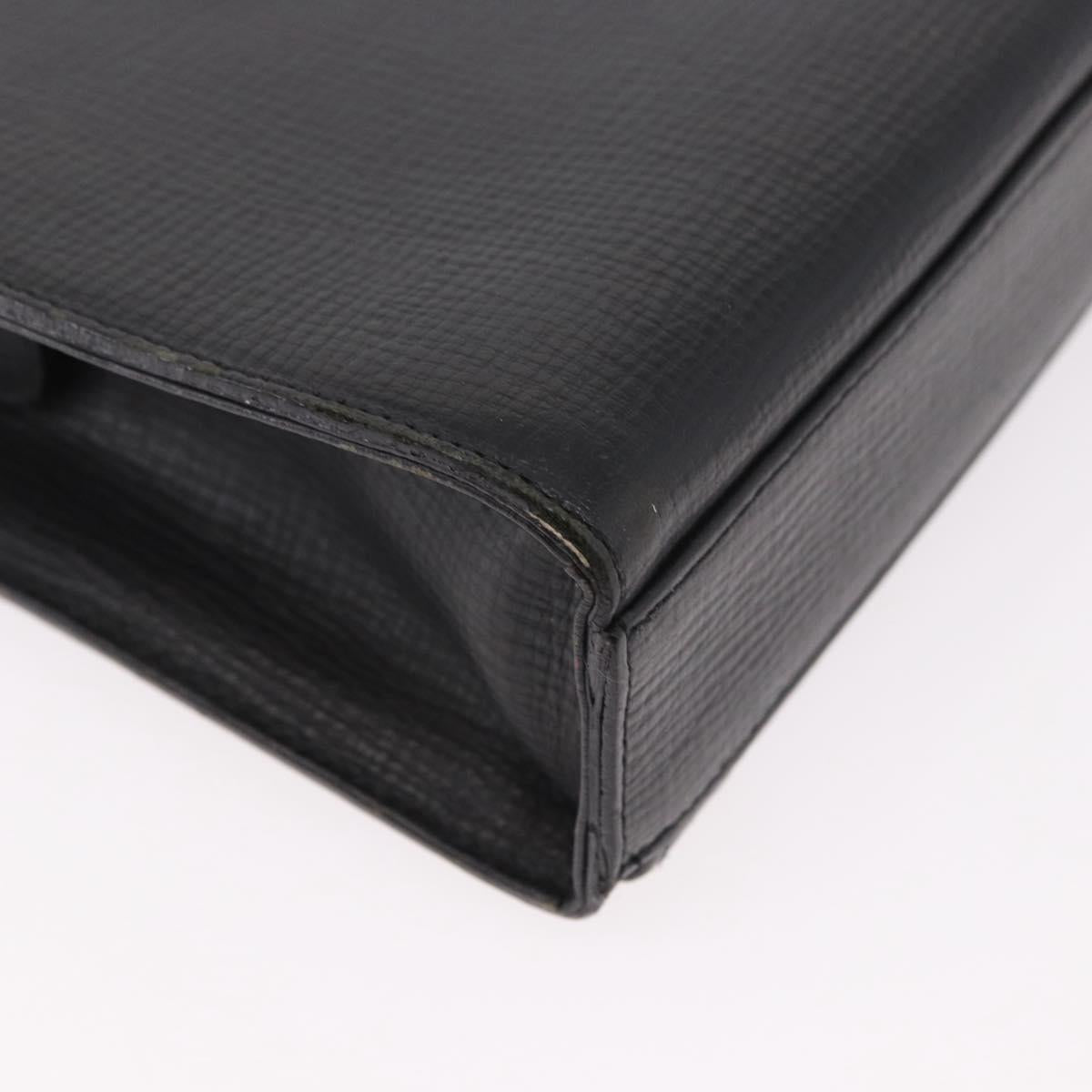 BURBERRY Clutch Bag Leather Black Gold Auth bs20738