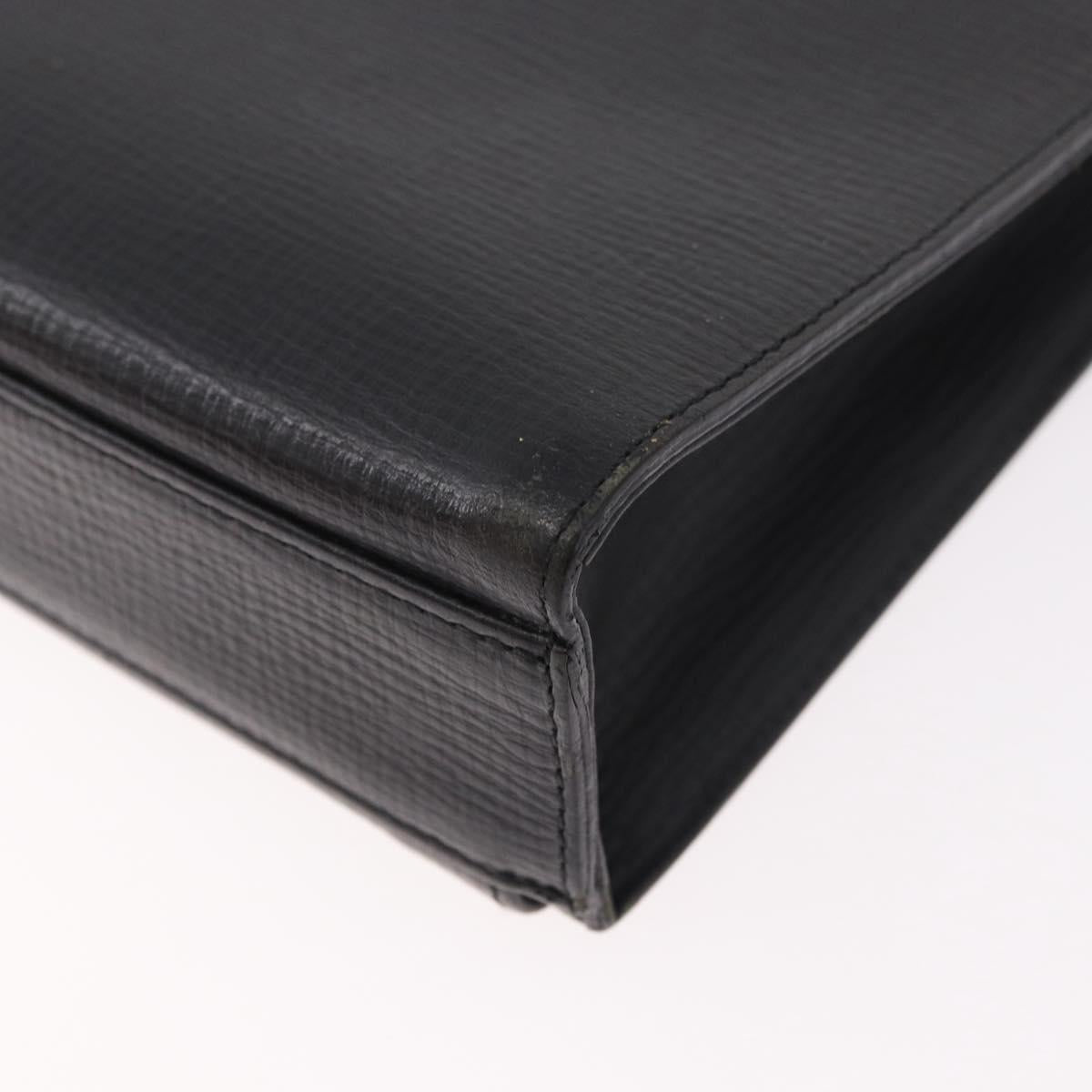BURBERRY Clutch Bag Leather Black Gold Auth bs20738