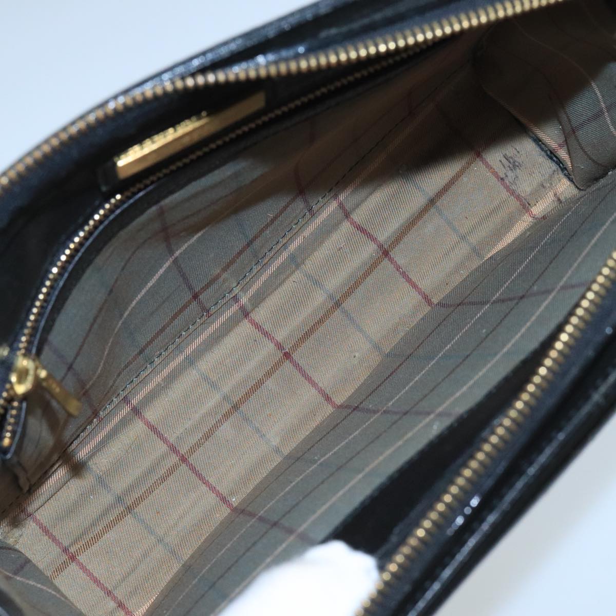 BURBERRY Clutch Bag Leather Black Gold Auth bs20738