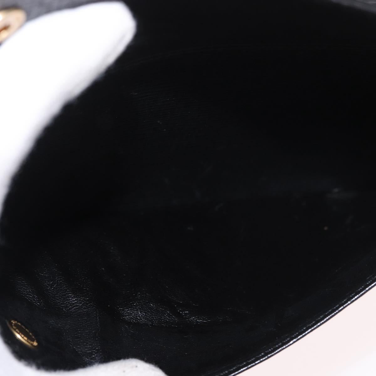 BURBERRY Clutch Bag Leather Black Gold Auth bs20738