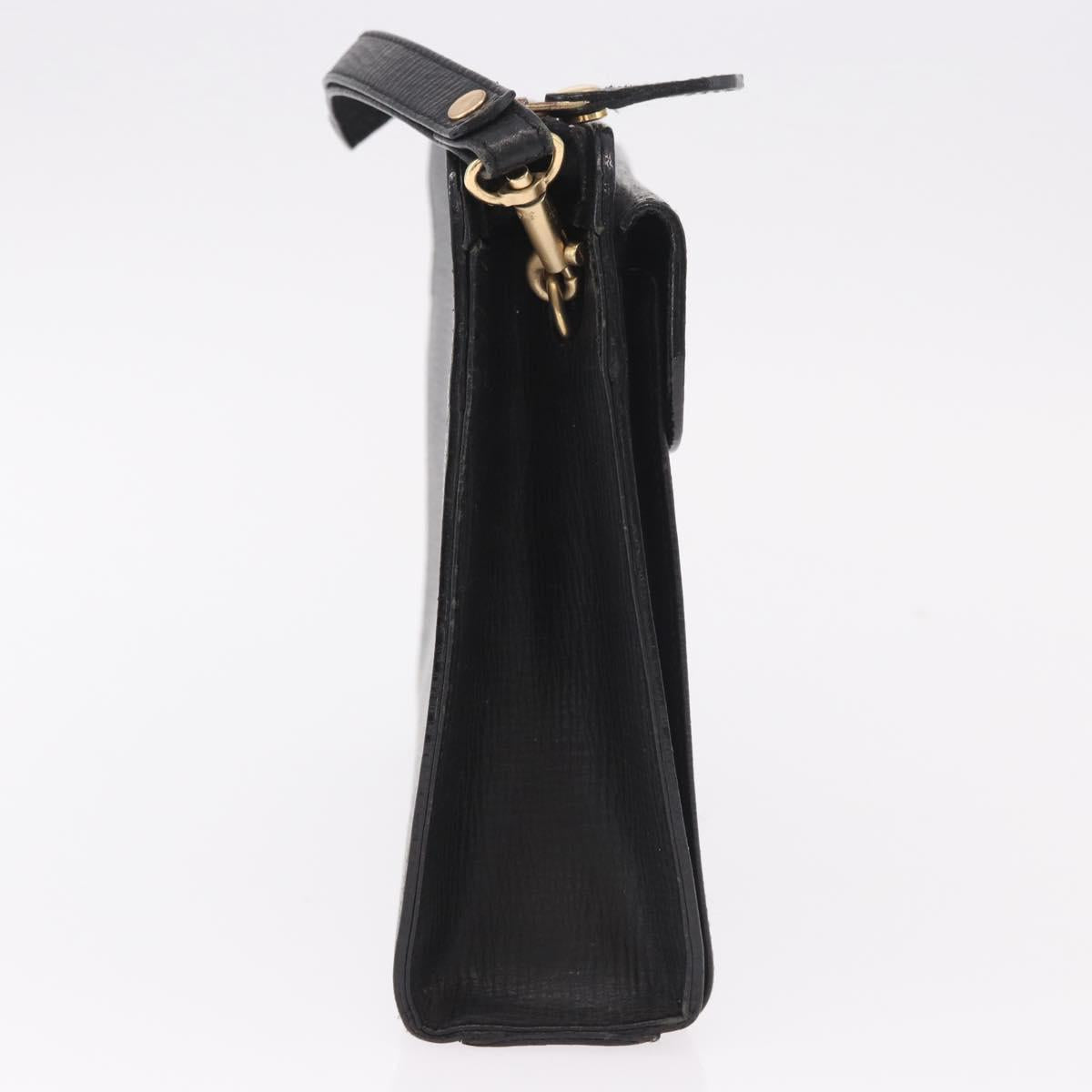 BURBERRY Clutch Bag Leather Black Gold Auth bs20738