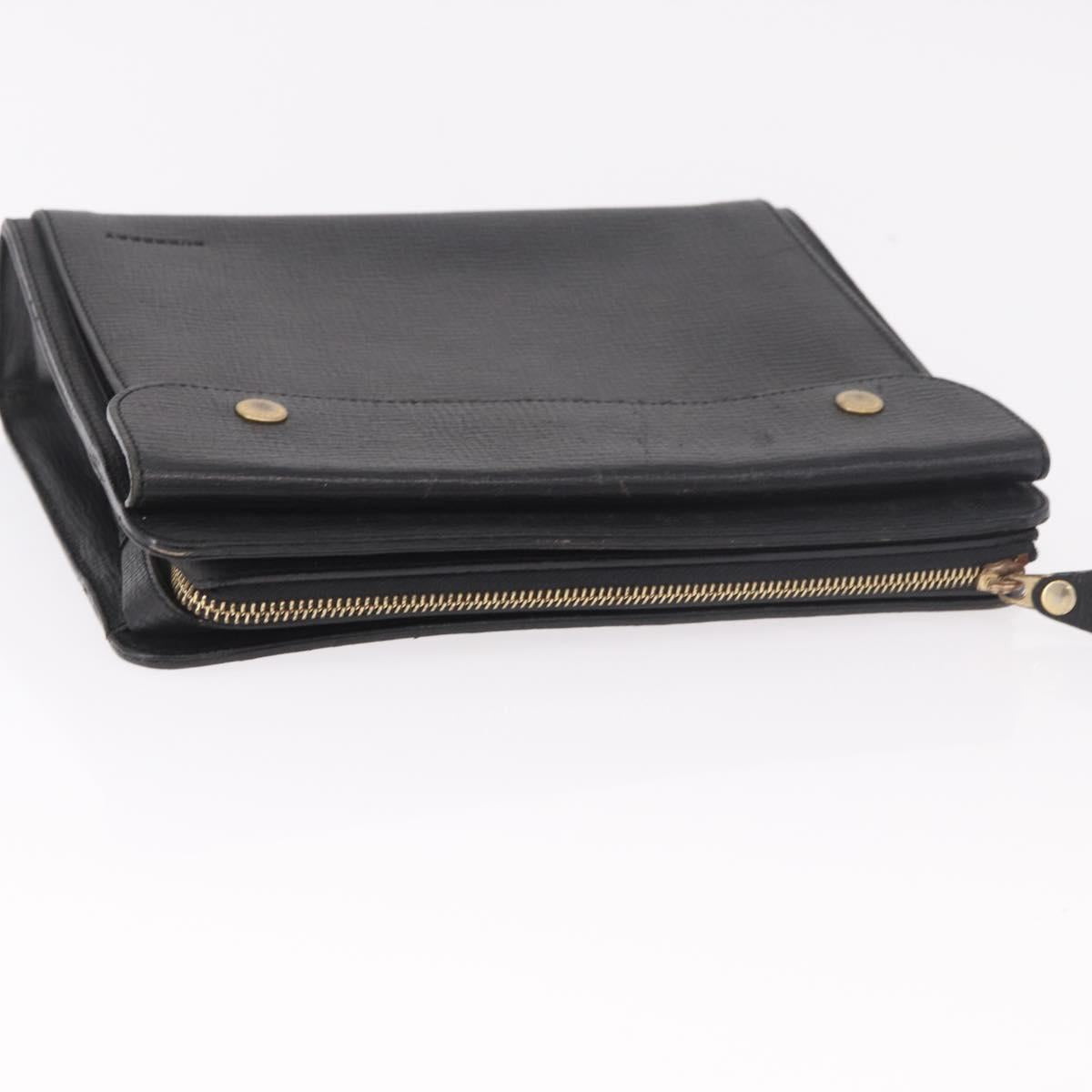 BURBERRY Clutch Bag Leather Black Gold Auth bs20738