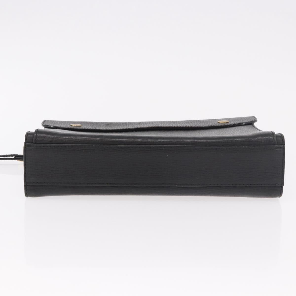 BURBERRY Clutch Bag Leather Black Gold Auth bs20738
