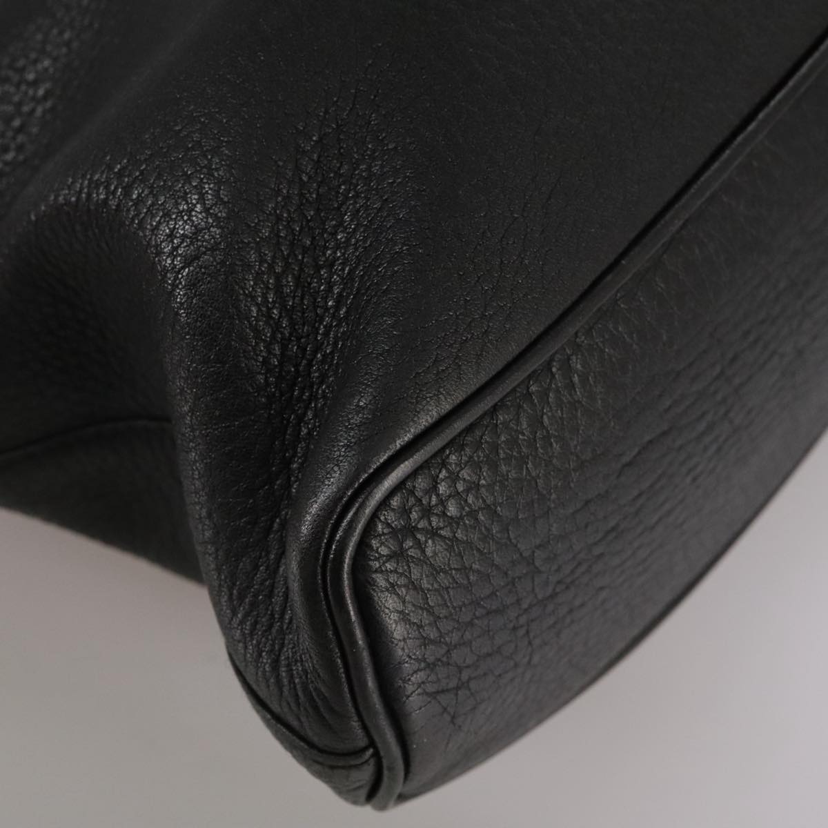Burberrys Hand Bag Leather Black Gold Auth bs20817