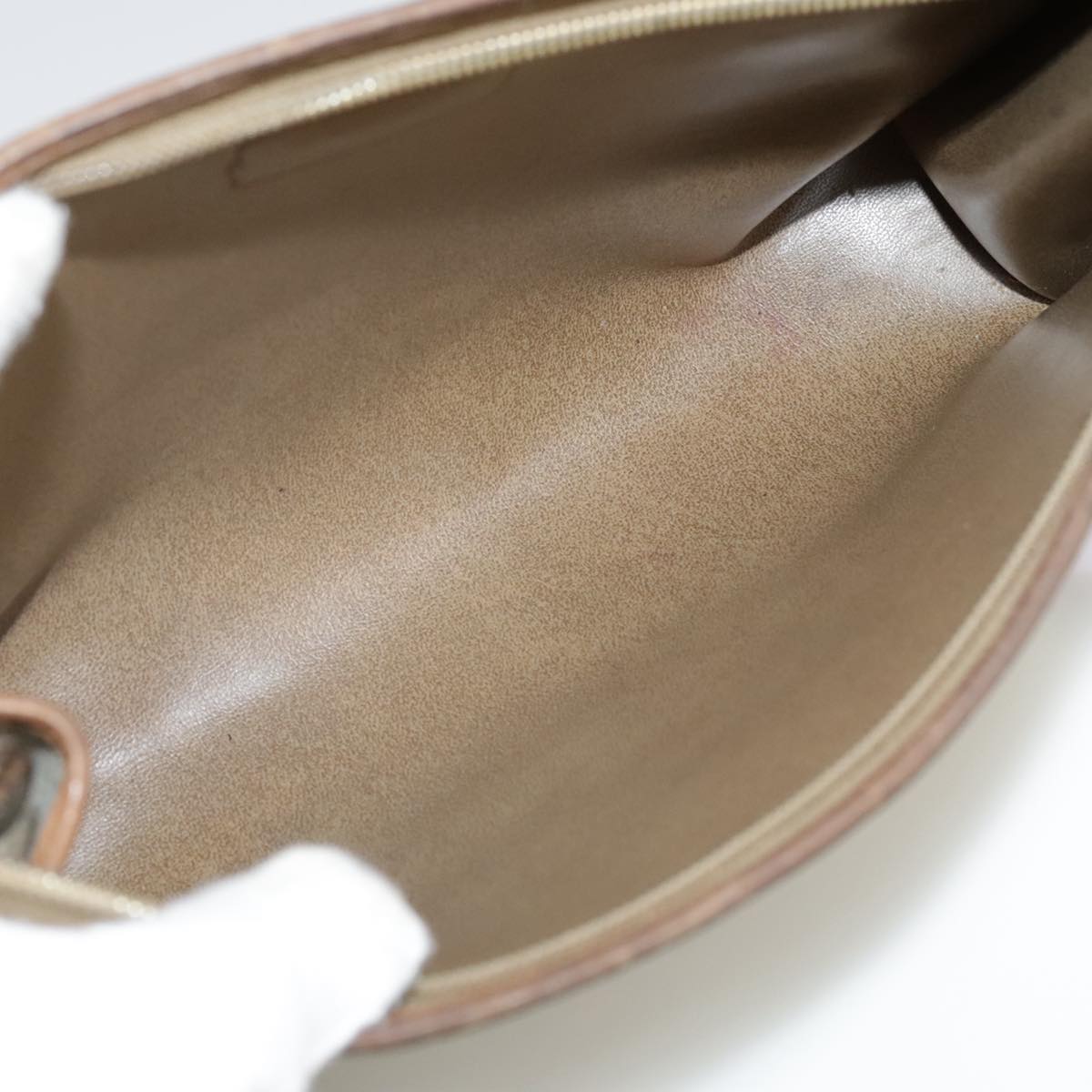 Christian Dior Honeycomb Canvas Clutch Bag PVC Leather Beige Auth bs20832