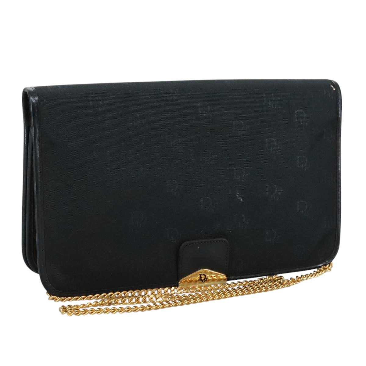 Christian Dior Chain Shoulder Bag Nylon Navy Auth bs20836