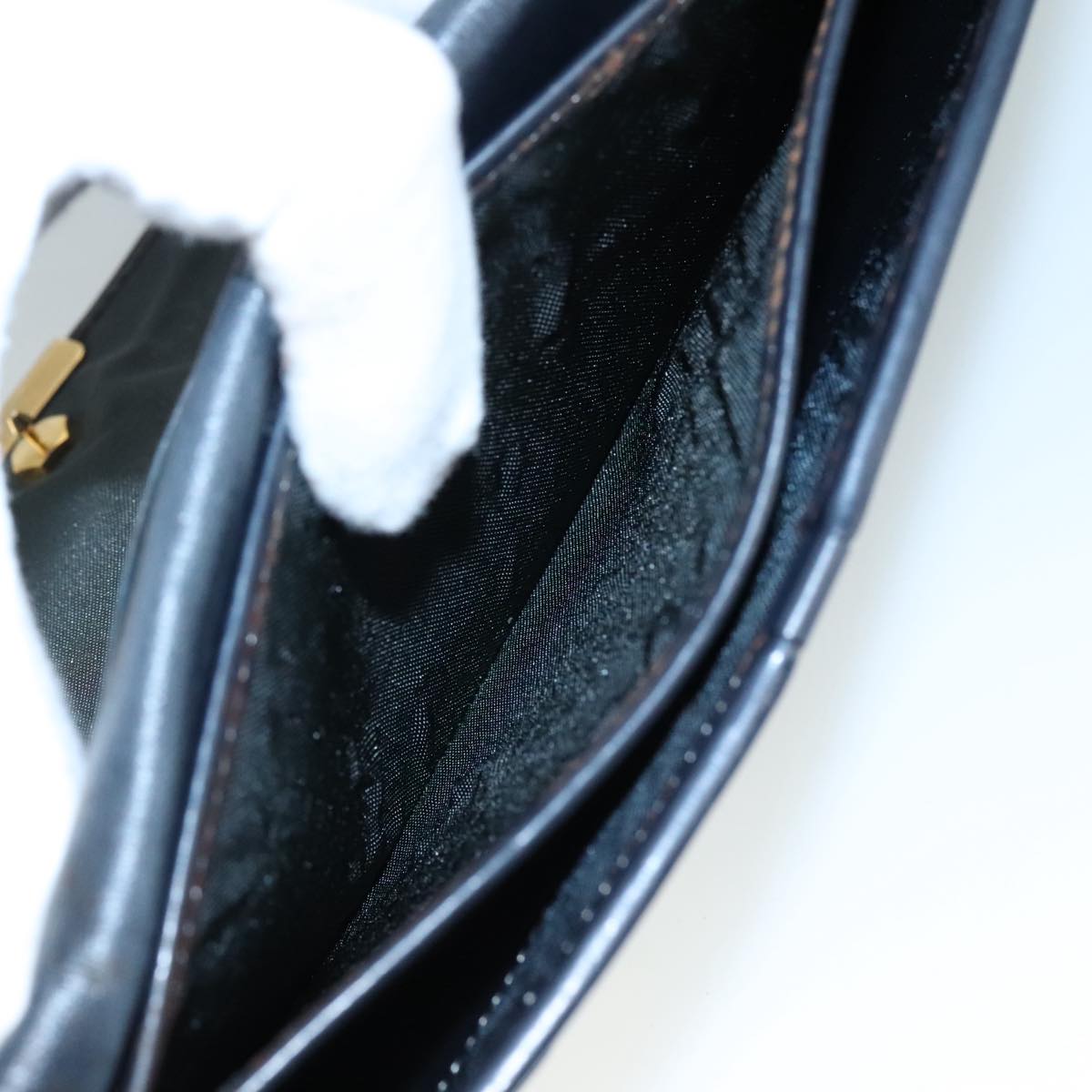 Christian Dior Chain Shoulder Bag Nylon Navy Auth bs20836