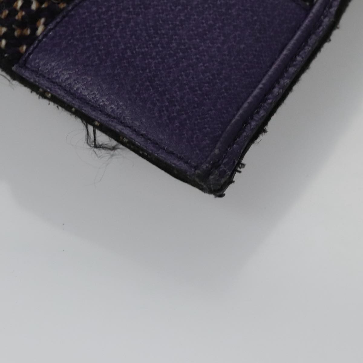 PRADA Hand Bag Wool Leather Purple Silver Auth bs20846A