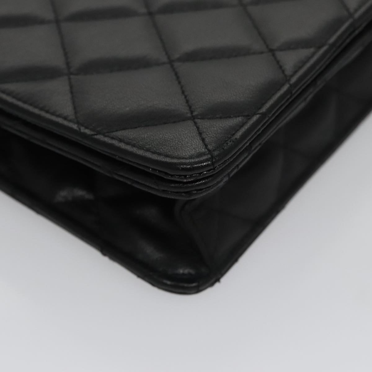 GIVENCHY Chain Shoulder Bag Leather Black Auth bs20851