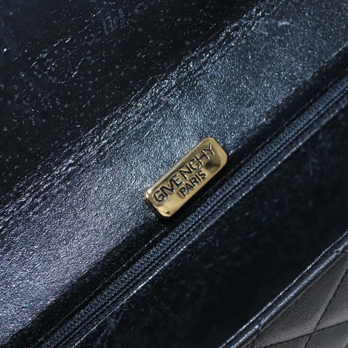 GIVENCHY Chain Shoulder Bag Leather Black Auth bs20851