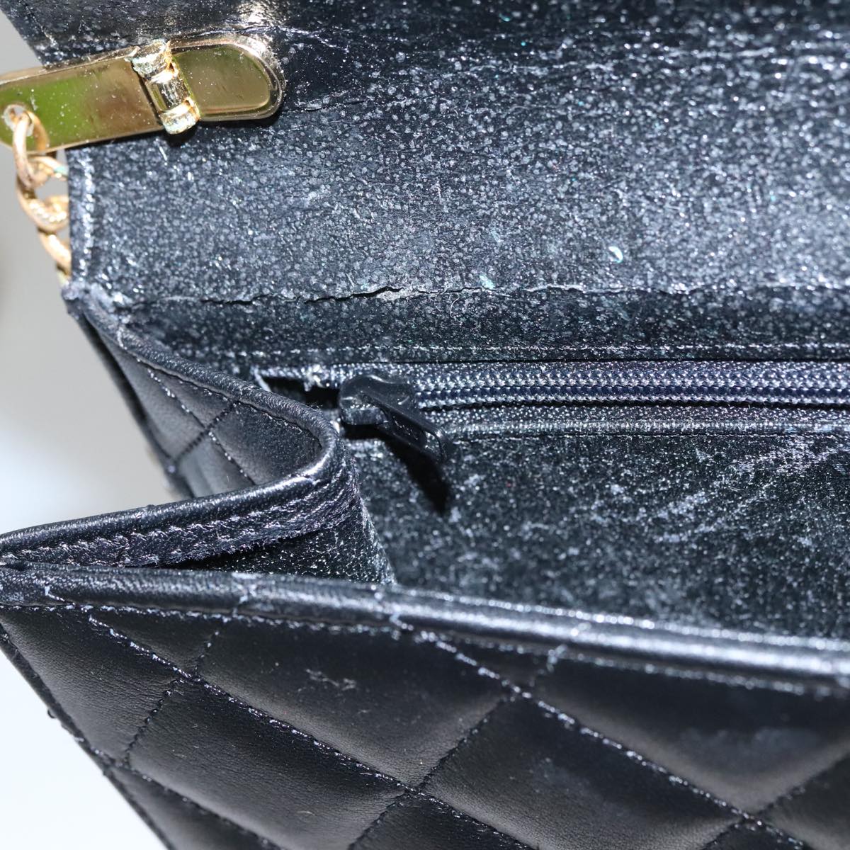 GIVENCHY Chain Shoulder Bag Leather Black Auth bs20851