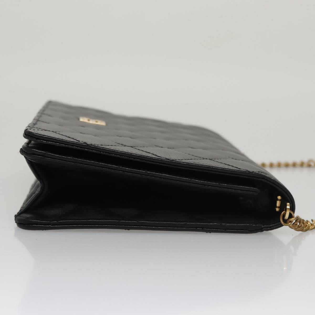 GIVENCHY Chain Shoulder Bag Leather Black Auth bs20851