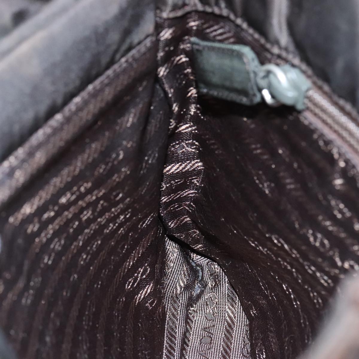 PRADA Hand Bag Nylon Brown Silver Auth bs20899
