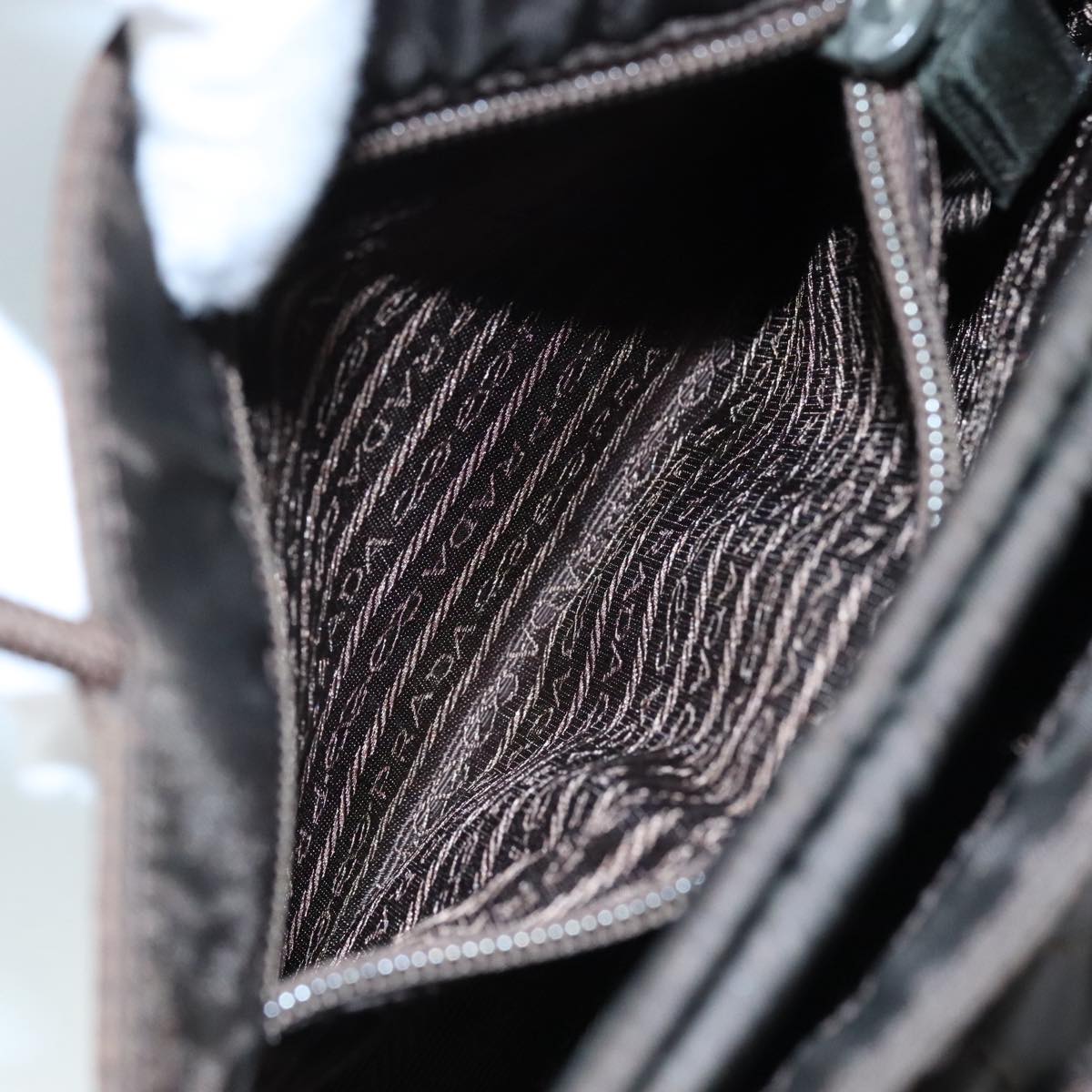 PRADA Hand Bag Nylon Brown Silver Auth bs20899