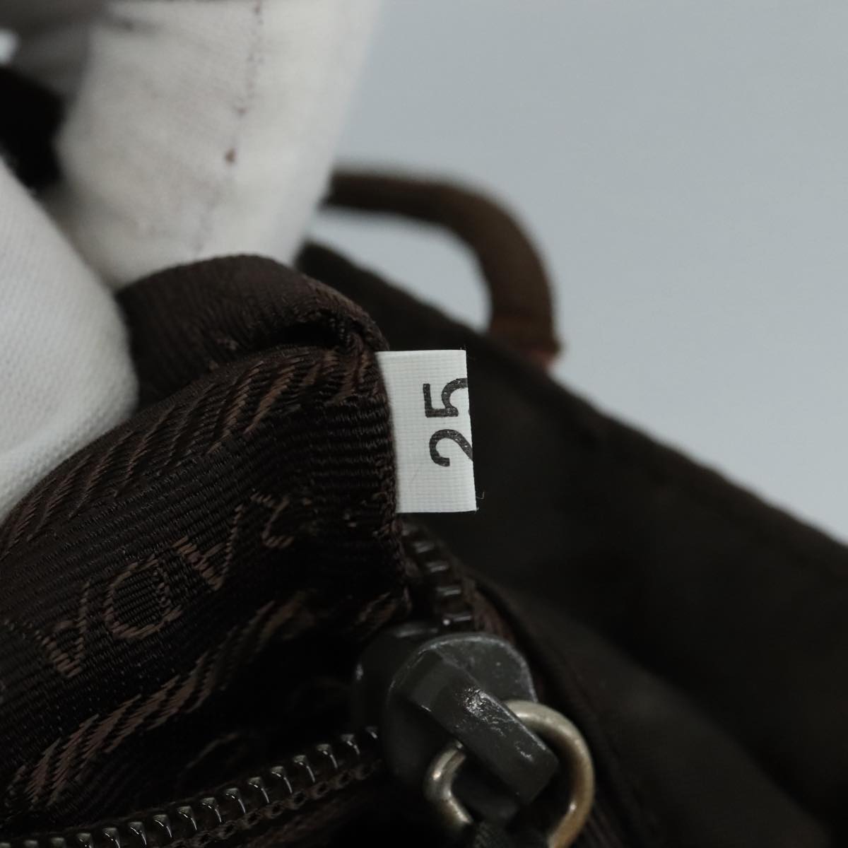 PRADA Hand Bag Nylon Brown Silver Auth bs20899