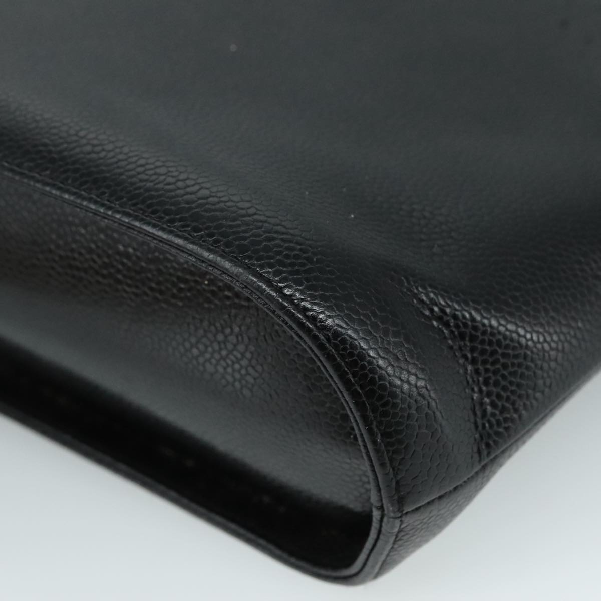 CHANEL Hand Bag Caviar Skin Black CC Auth bs20918