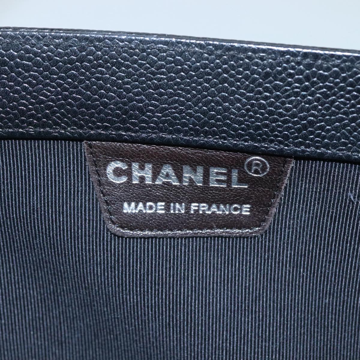 CHANEL Hand Bag Caviar Skin Black CC Auth bs20918
