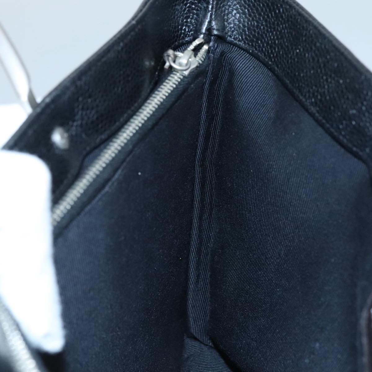 CHANEL Hand Bag Caviar Skin Black CC Auth bs20918