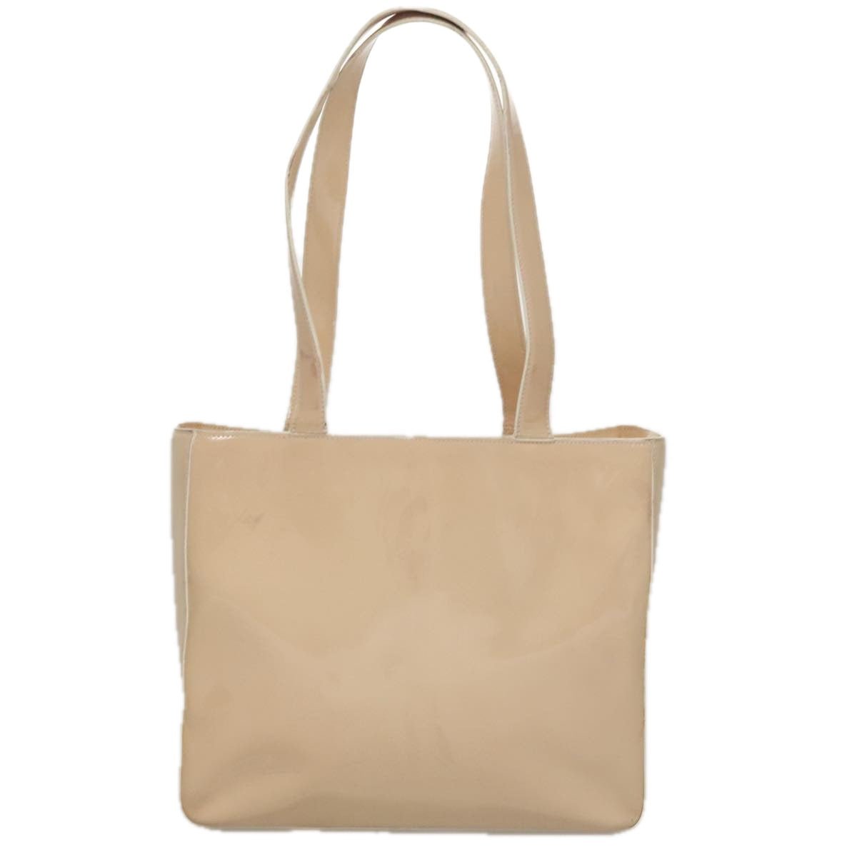 CHANEL Tote Bag Enamel Beige Gold CC Auth bs20922