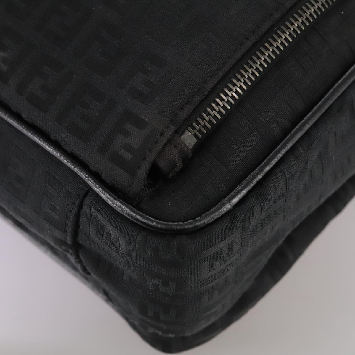 FENDI Zucchino Canvas Business Bag Black Auth bs20925