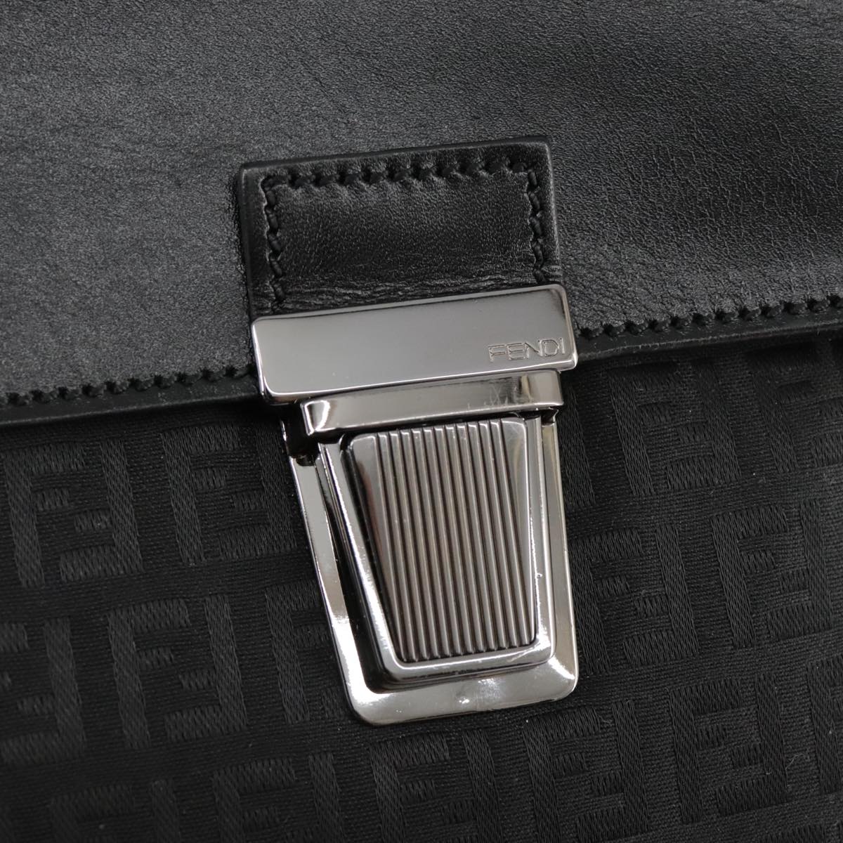 FENDI Zucchino Canvas Business Bag Black Auth bs20925