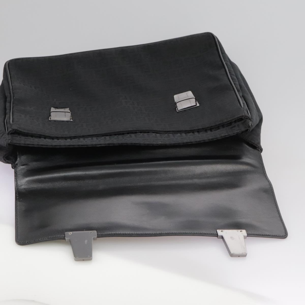 FENDI Zucchino Canvas Business Bag Black Auth bs20925