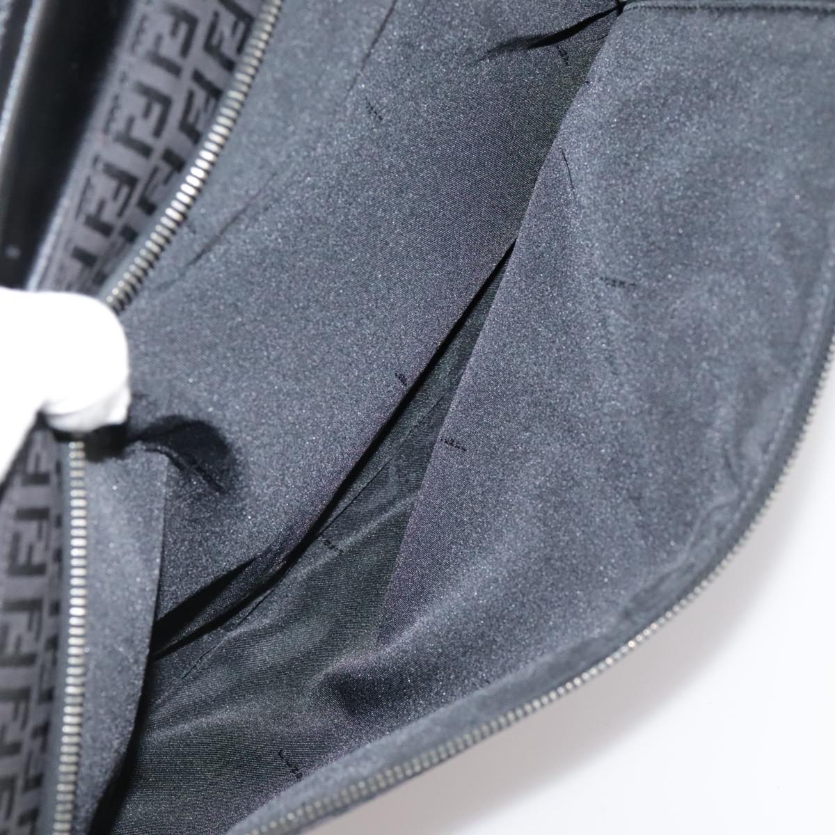 FENDI Zucchino Canvas Business Bag Black Auth bs20925
