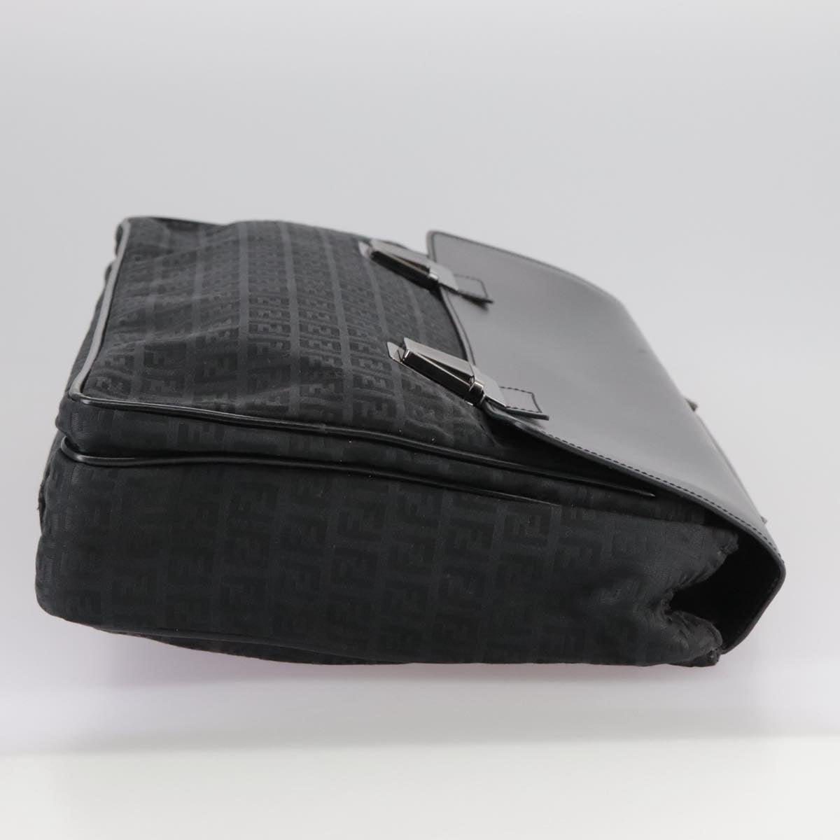 FENDI Zucchino Canvas Business Bag Black Auth bs20925
