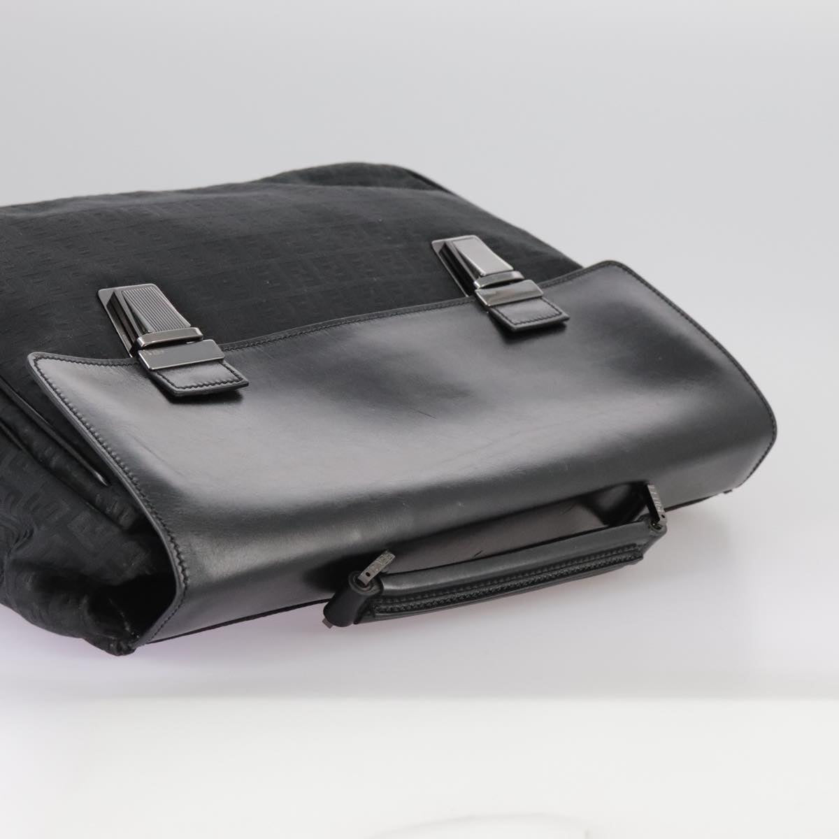 FENDI Zucchino Canvas Business Bag Black Auth bs20925