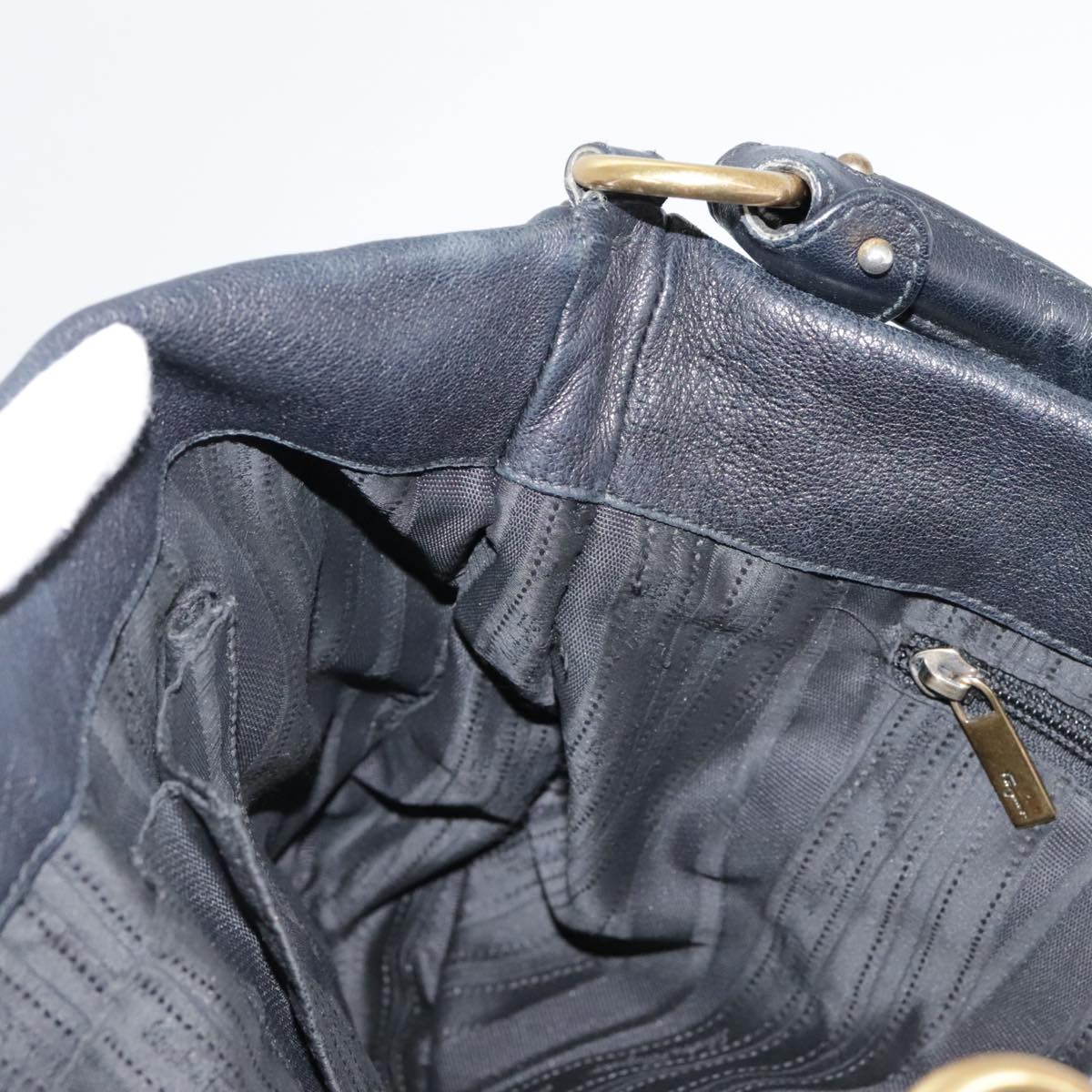 Salvatore Ferragamo Vala Hand Bag Leather 2way Black Gold Auth bs20937