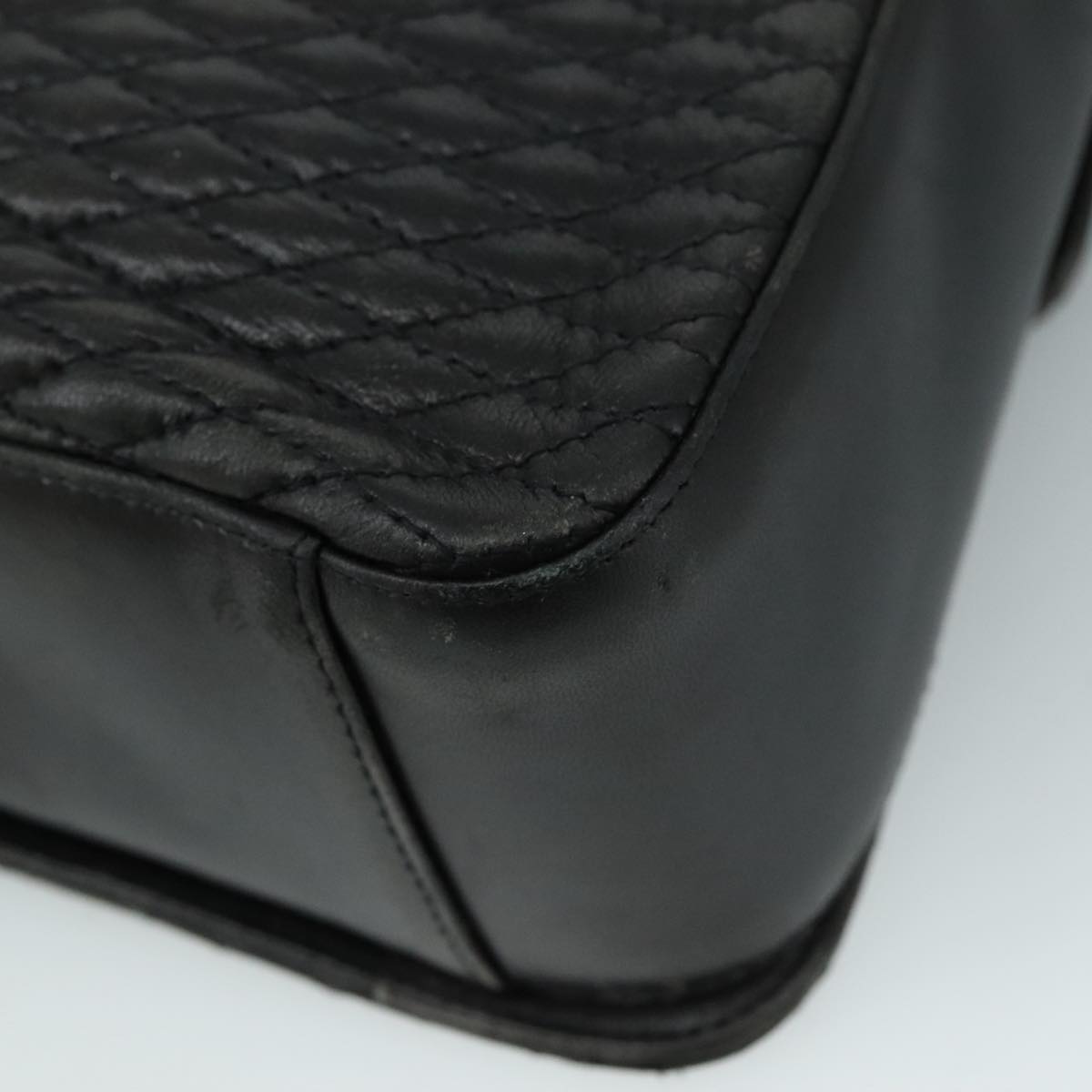 BALLY Hand Bag Leather 2way Black Gold Auth bs20947