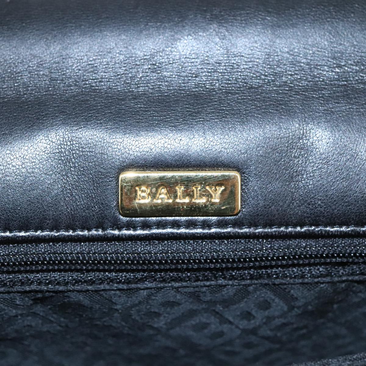 BALLY Hand Bag Leather 2way Black Gold Auth bs20947