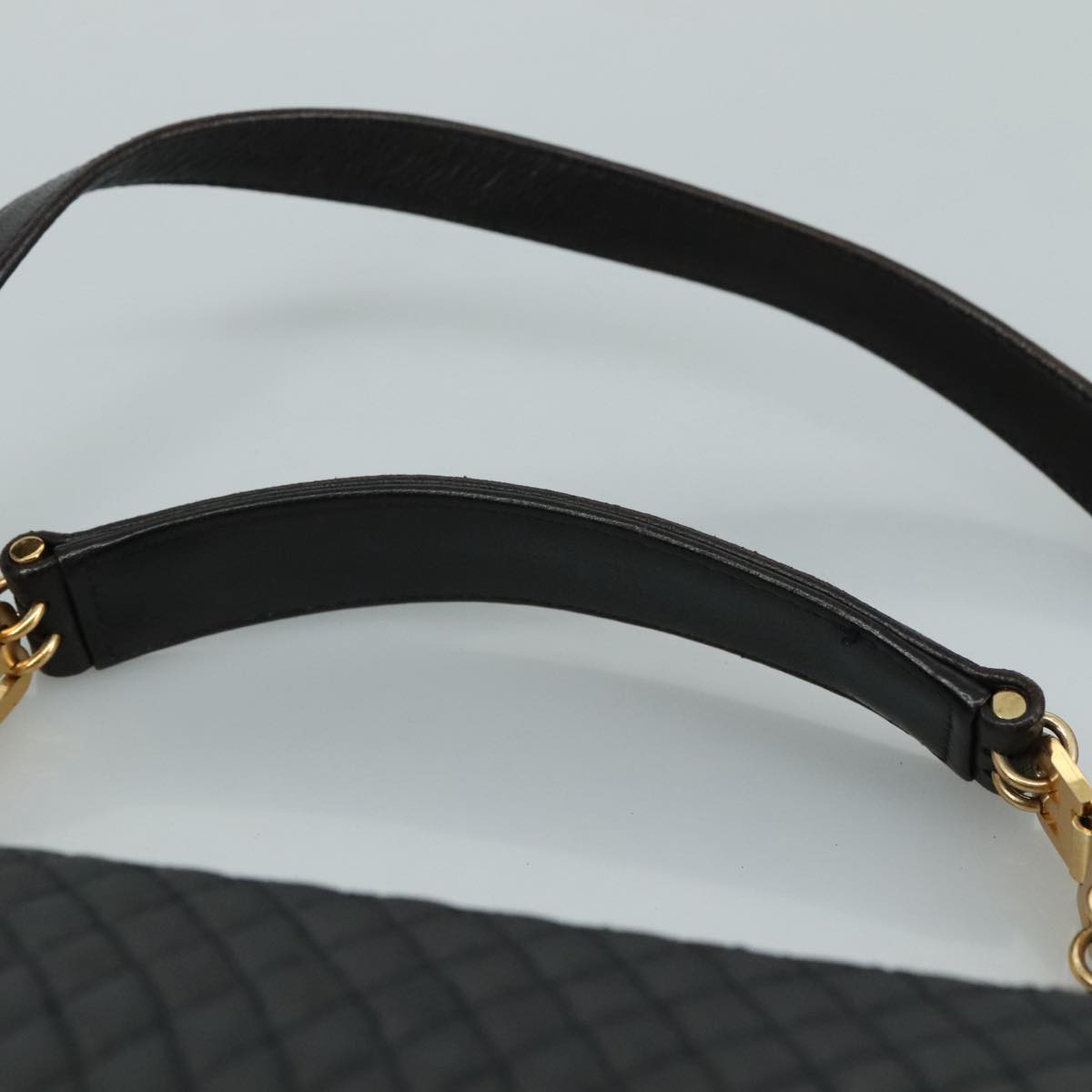 BALLY Hand Bag Leather 2way Black Gold Auth bs20947