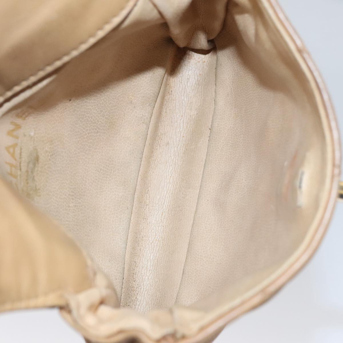 CHANEL Matelasse Waist bag Leather Beige CC Auth bs20969