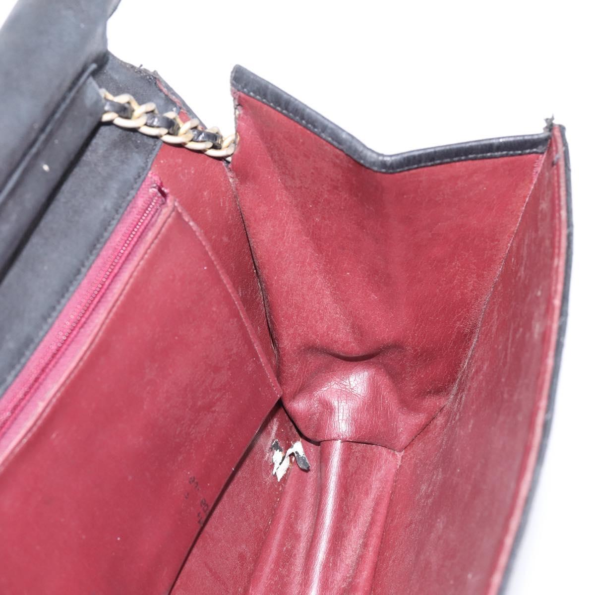 CHANEL Matelasse Chain Shoulder Bag Lamb Skin Black CC Auth bs20976